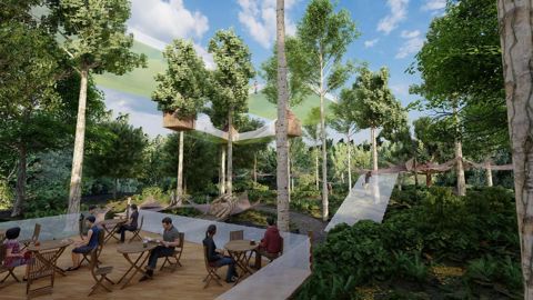Nouveauté 2021 au cœur d’un bois de 20 ha, l’espace « Les mystères de la forêt » proposera des parcours acrobatiques et des animations pour observer la faune et la flore. ©Terra Botanica
